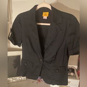 Vintage Early 2000s Black Short Sleeve Blazer Top
